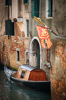 Flag And Gondola, Venice