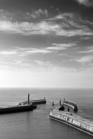 Reaching Out,Whitby. monochrome