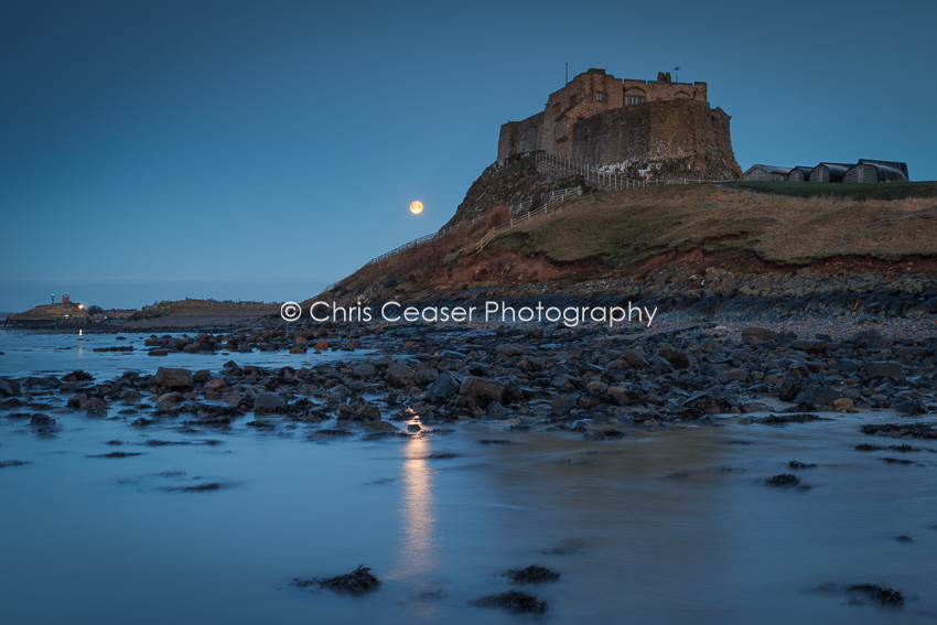 Moonset Over Lindisfarne Castle